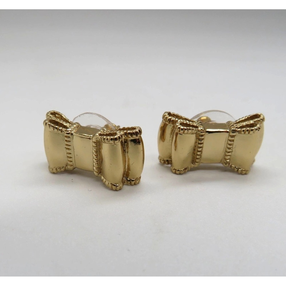 Chic Gold Tone‎ Bow Knot Stud Earrings Fashion Jewelry Push Back